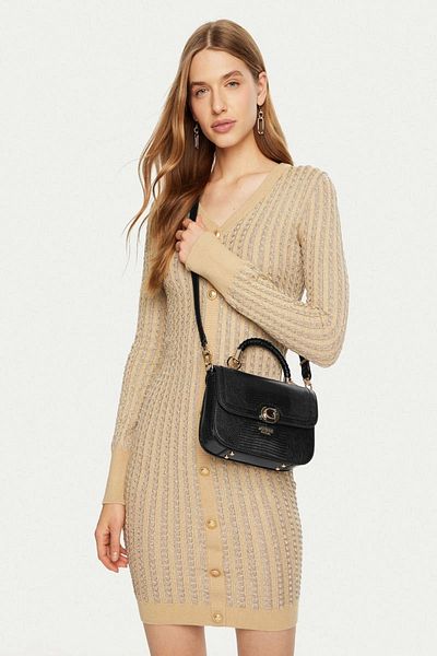 Guess Orlına Top Handle Flap Women's Black Handbag Hwkg9531200-Bla