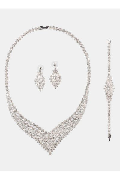 MK MODA ATELİER Daffodil Crystal Stone Evening Dress Necklace Set