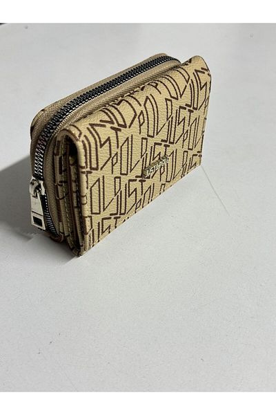 Just Polo Women's 6 Cards 1 ID Compartment Embossed Printed Vegan Wallet with Snap and Zipper Closure