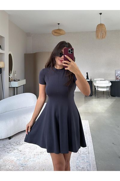 LOKADI Rochie cu mânecă scurtă din țesătură modal pentru femei