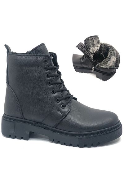 Geppetto Μαύρο Γνήσιο Δέρμα - Μπότες Casual Shearling