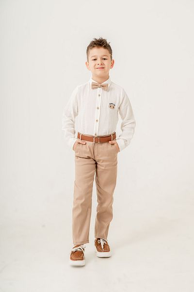 Esterella Boy's Suit with Muslin Shirt / Bow Tie - Belt / Shirt Pants / Boy's Suit
