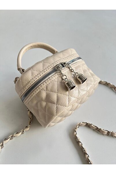 Mia Collection حقيبة كتف لامعة موديل Zilly - يد ونساء، كريمي
