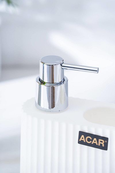 ACAR Astoria Acrylic Liquid Soap Dispenser with Sponge Tank - White/Silver