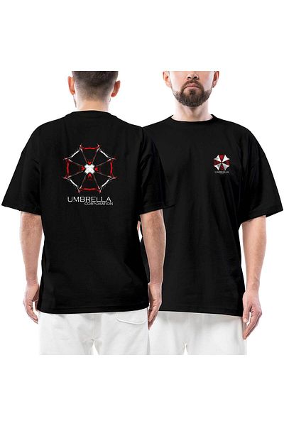 Z zepplin Tricou oversize negru cu imprimeu Umbrella față și spate