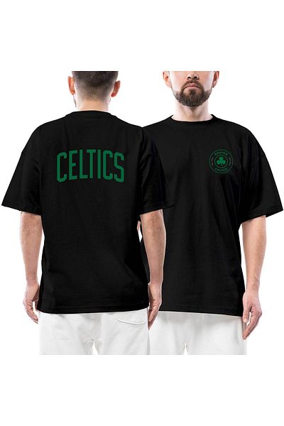 Z zepplin Boston C. Μπροστινό πίσω εμπριμέ μαύρο μπλουζάκι Oversize