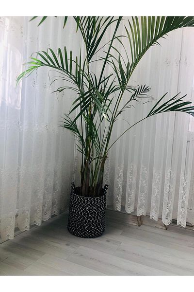 ModaCardin Плетена кошница 25x25 - черно-бяла за играчки, саксии за цветя и органайзери