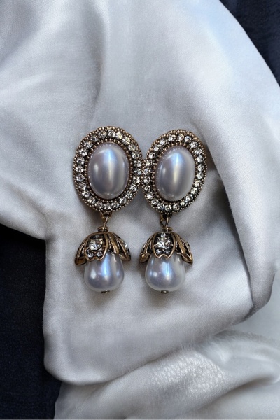 Huit İNCİLİ ZARİF GELİN KÜPESİ