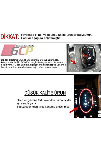 GCP German Car Parts Tiguan Automatic Gear Shift Knob with Light - Tiguan Led Dsg Gear Shift Illuminated Indicator Gear Shift