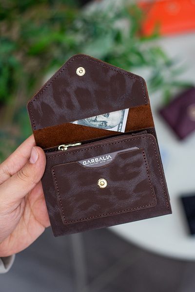 Garbalia Mini Leopard Pattern Brown Women's Wallet with Vegan Leather Coin Eyes and Lots of Card Holders