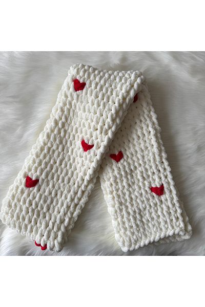 Home Puffy Plush Knitted Scarf - Women