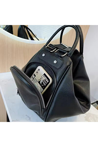 HONEY BAG Monca Multifunctional Black Backpack, Hand and Shoulder Bag