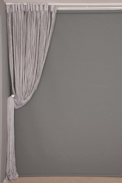 AKÇA TEKSTİL Straight Rope Gray Color Width 100 cm Length 280 cm Ready Buttons Stitched Rope Curtain