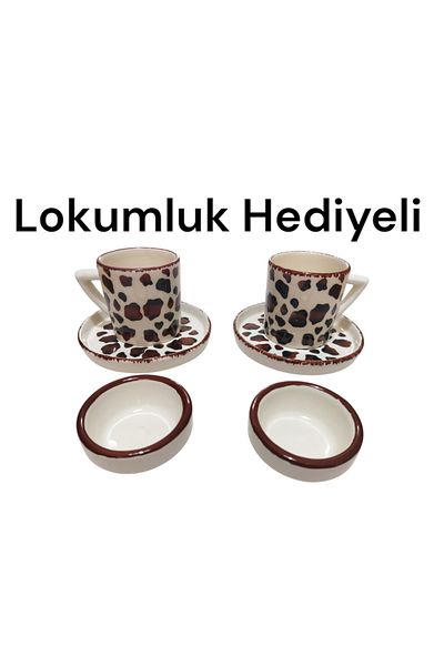 Ganita home Leopard Patterned Coffee Cup - Turkish Delight Cup Gift, for 2 People, 6 Pieces, 100 ml