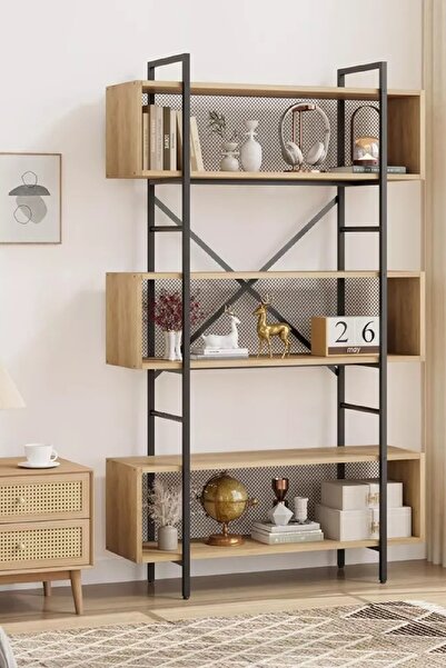 Plus aksesuar Dekoratif Tasarım 3 Bölmeli Kütüphane Kitaplık Dosya Rafı Aksesuar Rafı Çiçeklik