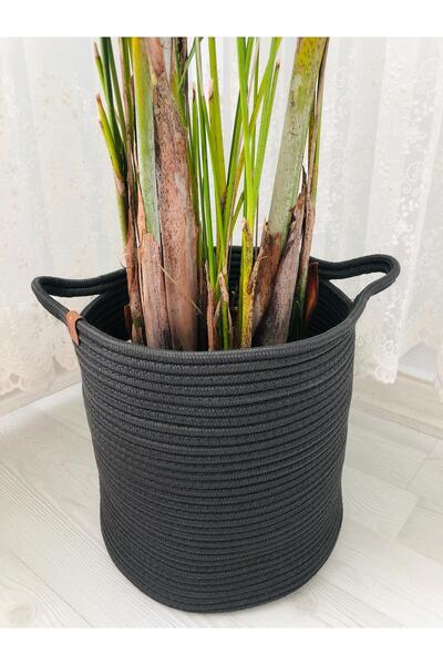 ModaCardin 25x25 Ανθρακί Ψάθινο Καλάθι Παιχνιδιών - Γλάστρα πολλαπλών χρήσεων...