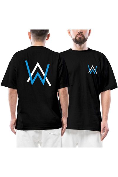 Z zepplin Alan Walker Μπροστινό Πίσω Μπλουζάκι με στάμπα μαύρο Oversize