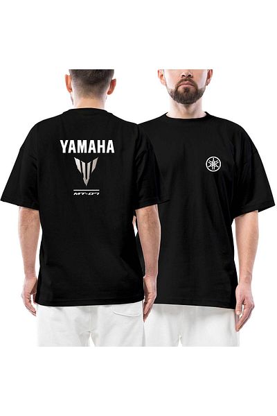 Z zepplin Yamha MT07 Logo Μπροστινό Πίσω Μαύρο Μπλουζάκι Oversize
