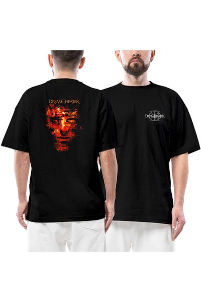 Z zepplin Dream Theater Metropolis Μπροστινό πίσω εμπριμέ μαύρο μπλουζάκι υπερμεγέθους