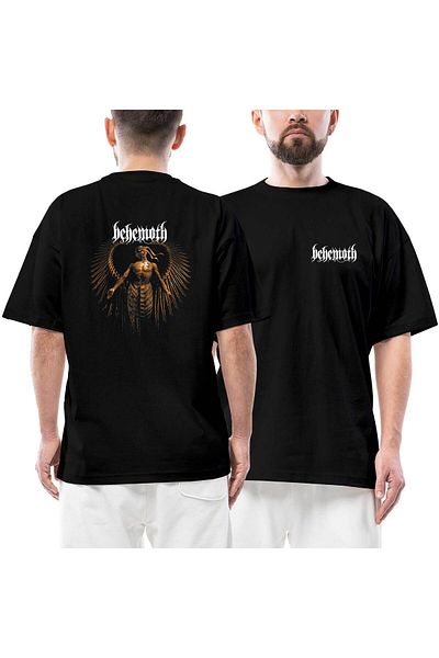 Z zepplin Μπλουζάκι Behemonth Μπροστινό Πίσω Μαύρο Μπλουζάκι Oversize