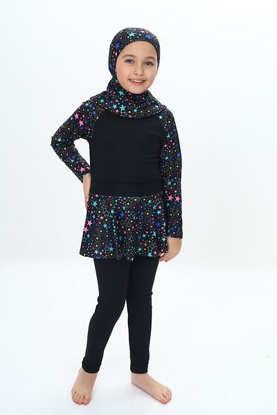 My Kids Wear Three-Piece Girls' Hashema, Hijab, Skirt, Closed Swimsuit