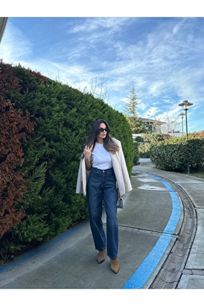 By Merve Darende Taşlaşmış İndigo Mavisi Balon Jean