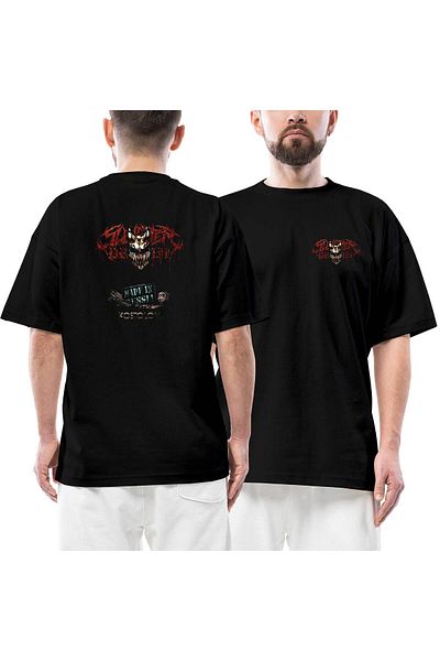 Z zepplin Slaughter To Prevail Kostolom Μπροστινό πίσω εμπριμέ μαύρο μπλουζάκι Oversize