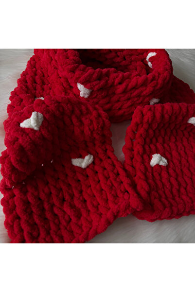 Home Puffy Plush Knitted Scarf - Women