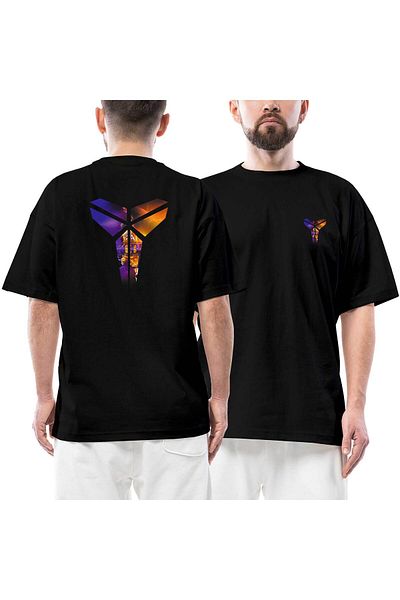 Z zepplin Kobe B. Μπροστινό πίσω εμπριμέ μαύρο μπλουζάκι Oversize