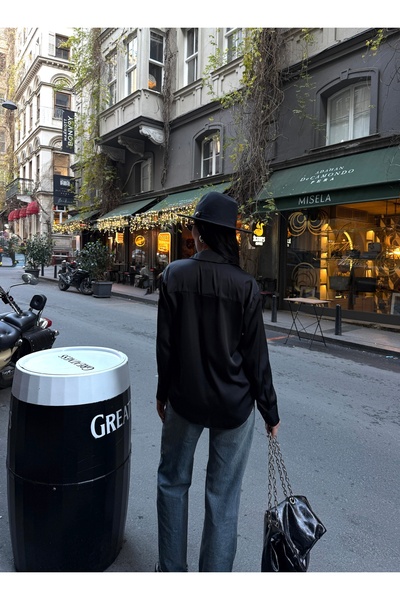 sajarsln Saténová košile Saja Rsln - černá