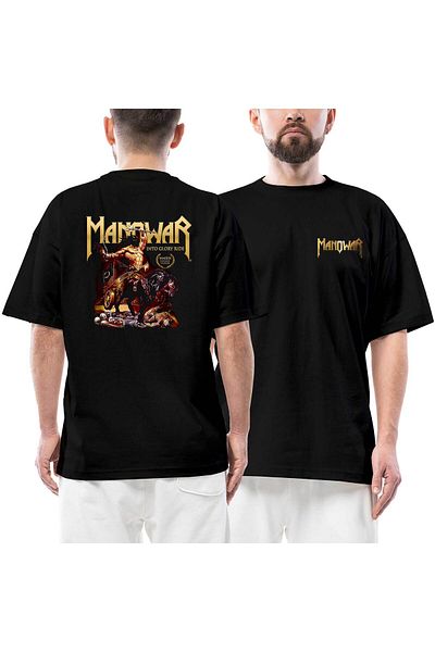 Z zepplin Μπλουζάκι Manowar Into Glory Ride μπροστινό πίσω εμπριμέ μαύρο oversize