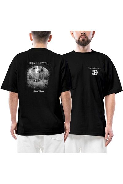 Z zepplin Dream Theater Train of Thought Μπροστινό πίσω εμπριμέ μαύρο μπλουζάκι υπερμεγέθους