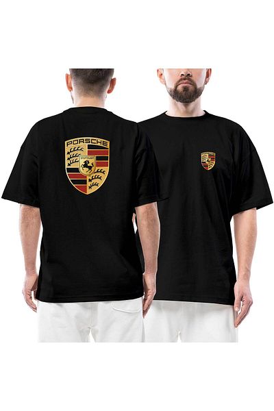 Z zepplin Μπλουζάκι με λογότυπο Porsche μπροστινό πίσω με στάμπα μαύρο oversize