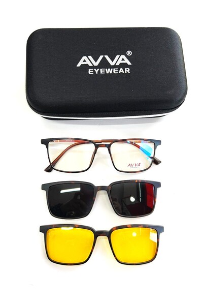 Avva Men's Sunglasses with 2126 C2 Polarized & Antifar Clips