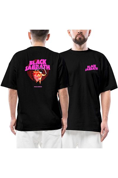 Z zepplin Tricou negru oversize cu imprimeu negru Paranoid Black față și spate