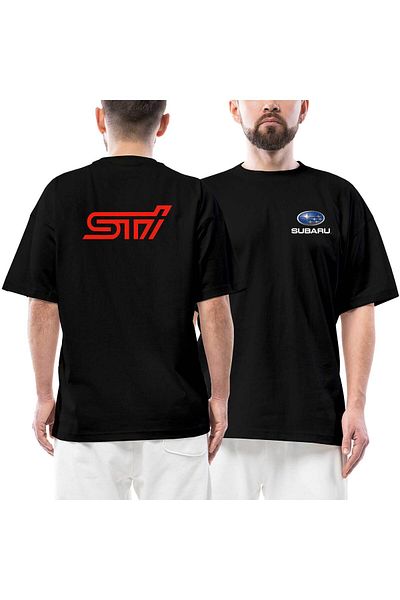 Z zepplin Subaru Μπροστινό Πίσω Μπλουζάκι με στάμπα μαύρο Oversize