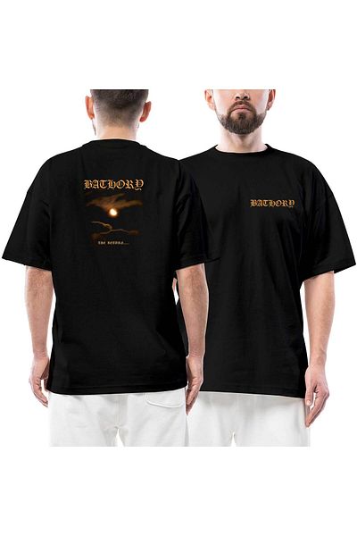 Z zepplin Bathory the Return Μπροστινό πίσω εμπριμέ μαύρο μπλουζάκι Oversize