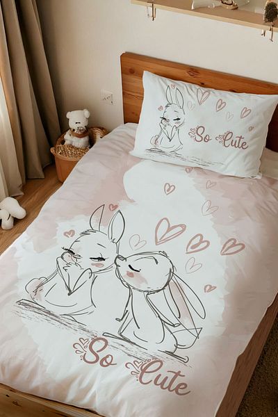 Homamia Custom Printed 100% Cotton Single Duvet Cover Set Rabbit
