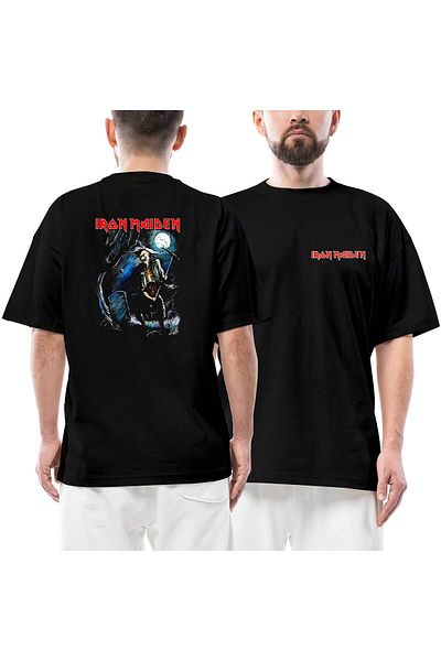 Z zepplin Iron Maiden Benjamin Μπλουζάκι με στάμπα μπροστά πίσω μαύρο oversize