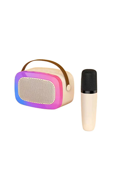 Karaoke Bluetooth Hoparlör 1 Mikrofonlu Rgb Işıklı, USB, Sd Kart, Fm Radyo Taşınabilir Hoparlör