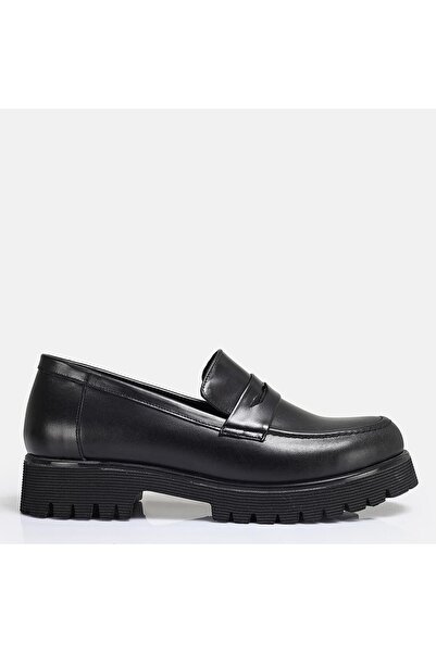 37Numara BÜYÜK NUMARA KADIN HAKİKİ DERİ LOAFER SİYAH 41-42-43-44