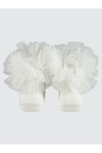 Minidamla Baby Girl Socks 0-3 Months Ecru