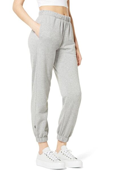 THE WHITE Γκρι ελαστικό πόδι Jogger επένδυση fleece Γυναικείο παντελόνι φούτερ