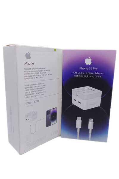 Teknotopia 50W Apple Iphone Uyumlu Şarj Cihazı Hızlı Şarj Etme Özelliği Beyaz...