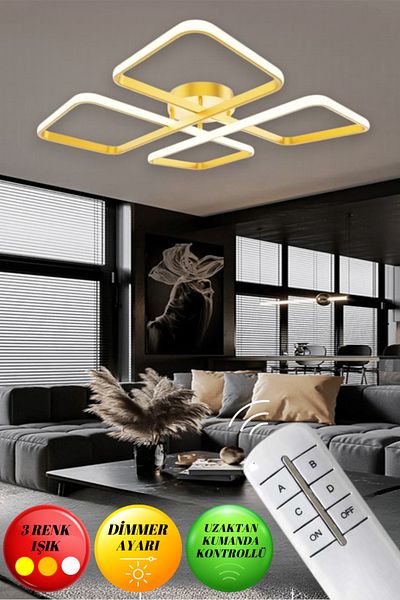 neeko Novem Antique Remote Controlled Led Chandelier – 3 Color Lights, Ultra Lighting, Modern Plafonier Design