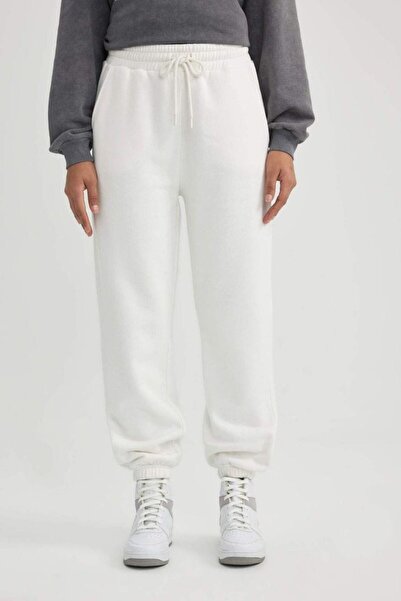 THE WHITE Γυναικείο παντελόνι Jogger με λευκό λαστιχένιο πόδι, βαμβακερό εσωτερικό