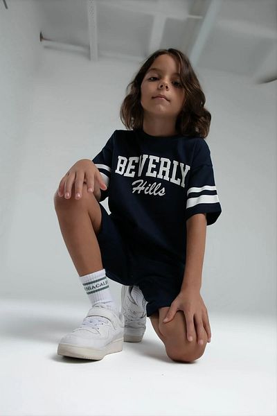 Rolypoly Bi̇Si̇Klet Lapel 100% Cotton Short Sleeve Boy's Shorts Set