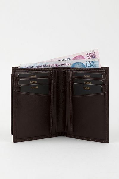 Fossil Boxed Genuine Leather Black Men's Hand Portfolio Card Holder Wallet with Extra Card Holder