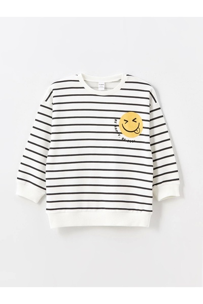 LC Waikiki Lcw Kids Beige Baby Boy Sweatshirt and Sweatpants Set - Crew Neck, Printed, Set of 2