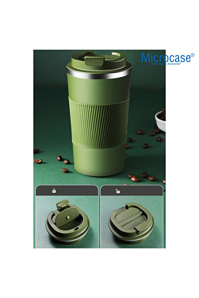 Microcase 304 Pazlanmaz Çelik 500 Ml Kaydırmaz Lastikli Termos Bardak Mug - AL5027